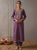 Lavender Embroidered Kurta Set With Dupatta