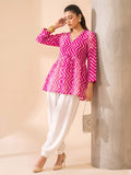 Fuchsia Chevron-Print Peplum Top.