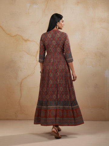 Varanga Pure Cotton Hand-Block Print Anarkali Maxi Kurta