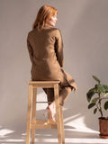 Womens Mocha Elephant embroidery Shirt-Style Kurta with Straight Trousers