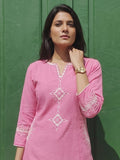 Elegant Pink Embroidered Kurta Set Crafted For Timeless Everyday Charm.