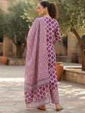 Varanga Ethnic lavender & White Suit Set