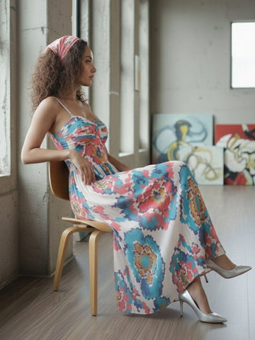 Corset Dress in Abstract Print