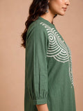Green Embroidered Dress Featuring Bold Spiral Thread Work