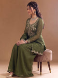 Varanga Green Embroidered Palazzos With Dupatta | Poly Georgette | Festive