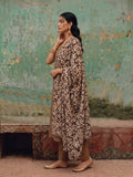 The Roasted Mocha Women's Kurta Set With Sequinned Floral Dupatta