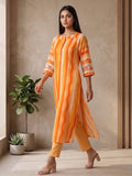 Women's Striped Cotton Aline Kurta Set with Fusion Look