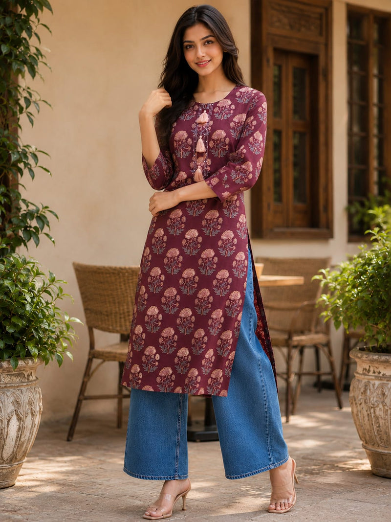 Mulberry Meadow Tassel Kurti Women's Kurta