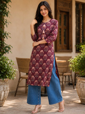 Mulberry Meadow Tassel Kurti Women's Kurta Set