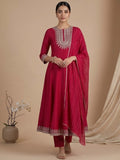 3-Piece Anarkali Set Vichitra Fabric With Zari Embroidery