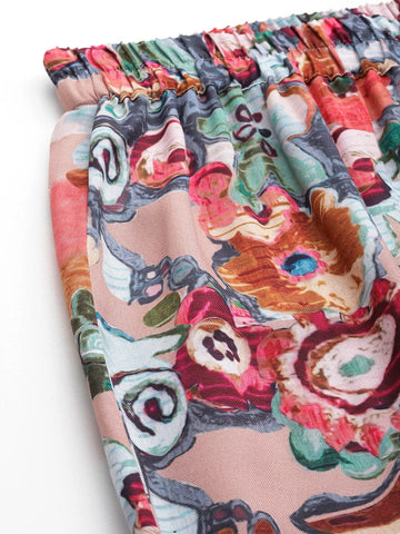 KSUT Women Beige Floral Printed Tunic Paired With Tonal Bottom