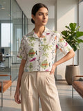 White Coloured Short Sleeves Shirt Collar Top
