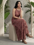 Rust Block-Style Print Kurta with Palazzo Pants