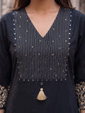 Tassel-Drop Noir Women's Kurta Set