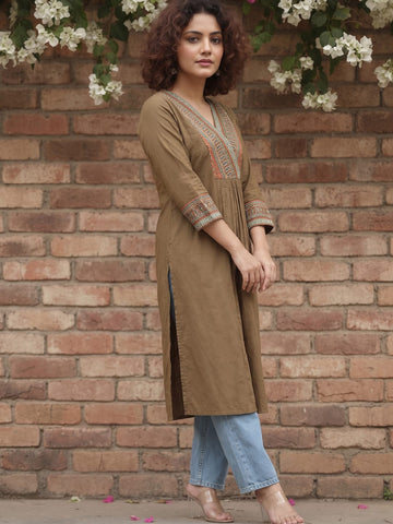 Printed Yoke V Neck Line Kurta