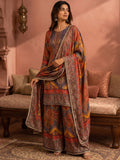 Ethnic Printed Kurta Set With Matching Palazzo And Dupatta
