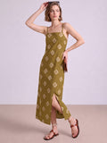 Women Print Maxi Dress With Adjustable Straps And A Sleek Silhouette .