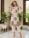 Womens Traditional Stripe & Scallop Kurta Set