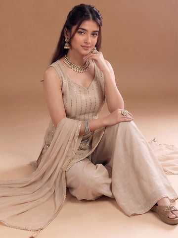 Varanga Embroidered Kurta With Dupatta | Art Silk | Festive