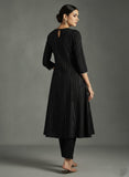 Varanga Women Black Lurex Crepe Anarkali Kurta With Trousers.