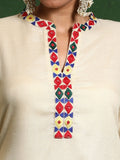 Varanga Women Mandarin collar Kurta with Trouser and Printed Dupatta