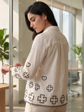 White Coloured Slim Collar Long Sleeves Ethnic Motifs Shirt