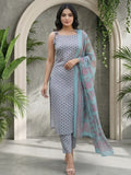 Floral Print Cotton Kurta Set with printed Dupatta