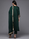 Varanga Green Ethnic Motifs Embroidered Sequinned Kurta With Trousers Dupatta