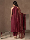 Maroon Cocktail Kurta Set With Mirror Embellishment