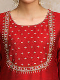 Varanga Women Maroon Yoke Design Kurta with Trousers & With Dupatta