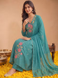 Women'S Mul Chanderi Kurta Set With Chiffon Dupatta