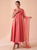 Desert Rose Flared Slit Women's Kurta Set With Dupatta