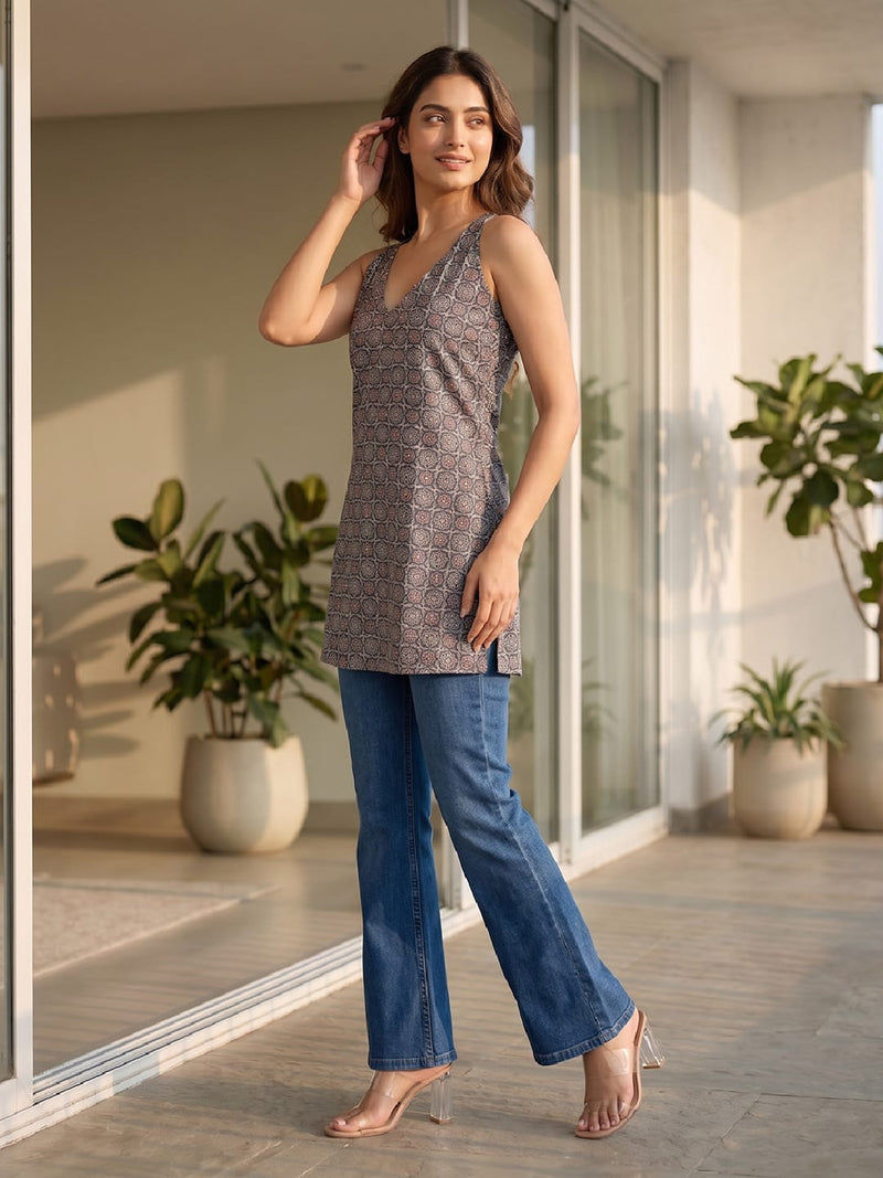 Women's Ajrakh Print Halter Neck Top