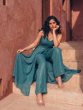 Elegant Teal Kurta Set With Trousers