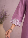 Mauve Floral Cut-Work Kurta Set