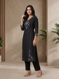 Black Embroidered Kurta Set