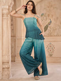 Teal Co-Ord Set Featuring An Embellished Strappy Top With Trouser