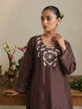 Brown Shimmer Kurta Set With Pants And Dupatta