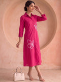 Fuchsia Lace Detailed Shirt Dress