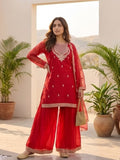 Zari Work Kurta With Sharara And Dupatta
