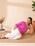 Fuchsia Chevron-Print One-Shoulder Top