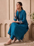 The Teal Blossom Zari Embroidred Women'S Kurta Set