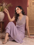 Lavender Zari Embroidered Yoke Panel Kurta Set