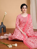 Varanga Women Ethnic Coral Kurta Set With Dupatta