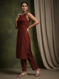 Varanga Women brown Halter Neck Straight Kurta with trouser