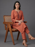 Modern-Classic Rust Kurta Set