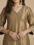 Varanga Women Kurta Set With Intricate Lace Detailing And Solid Ankle-Length Trousers, And  Printed Dupatta.