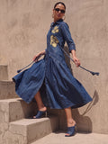 Denim Shirt Dress with Floral Applique work