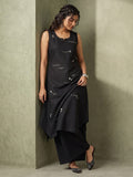 Black Kurta Set With Playful Typography Motif