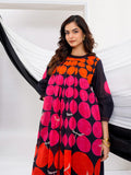 Abstract Print Black Kurti with Contrast Geometric Pattern